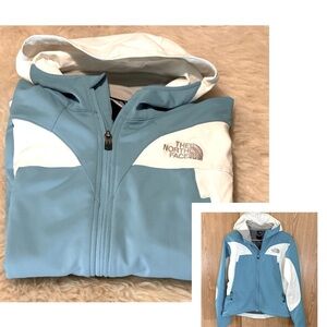 The North Face Fleece Lined HyVent Flight Series Turquoise White Raincoat